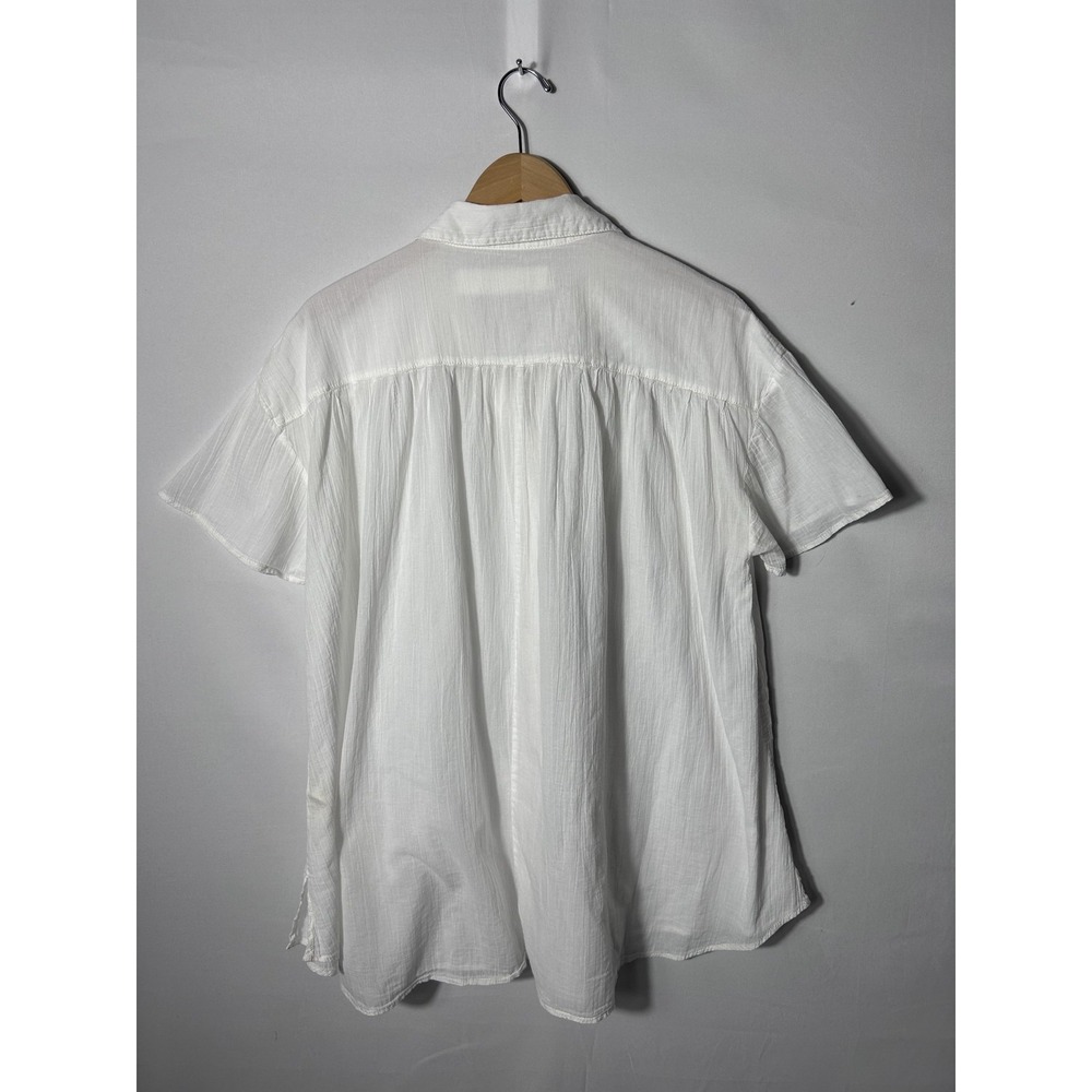 We The Free Float Away Shirt Womens M White Button Up Lightweight Short Sleeve - Picture 3 of 7